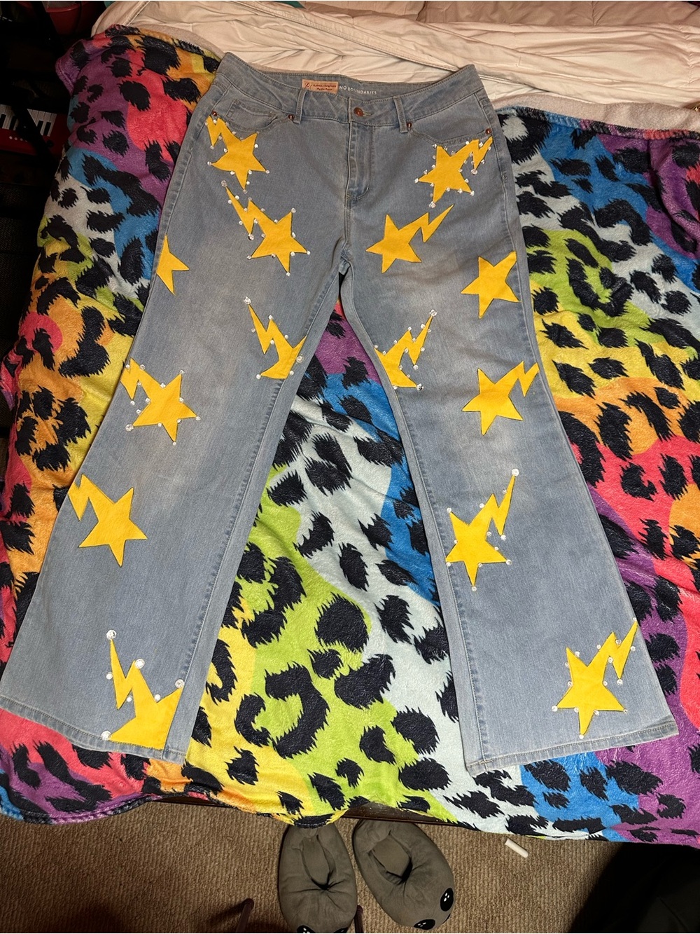 Flared Jeans with Yellow Star & Lightning
